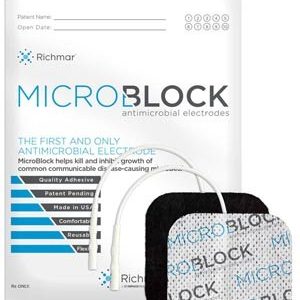 RICHMAR MICROBLOCK ANTIMICROBIAL  ELECTRODES (1 cs) 2” x 2" Square White Cloth. 4/pk, 10 pks/bg, 1 bg/cs